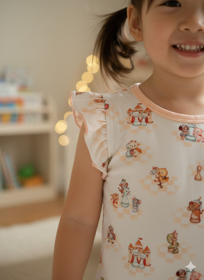 Zodiac Chess Club - 2pc Day Wear Set & 2pcs girls flutter shorts set
